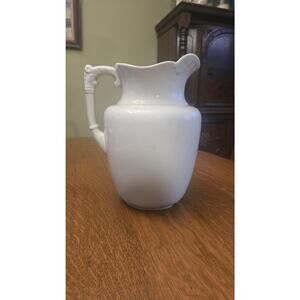 Vintage EBP Co Warranted 11.5" White Pottery Ironstone Water Pitcher Victorian